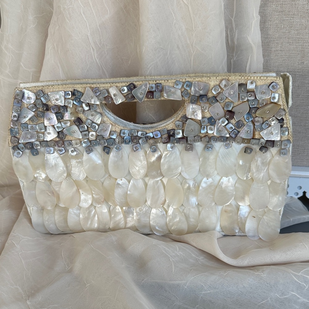 Genuine mother of pearl hand bag purse